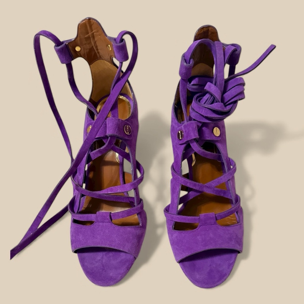 Etro Purple Lace-Up Suede High-Heel Sandals - Picture 3 of 13